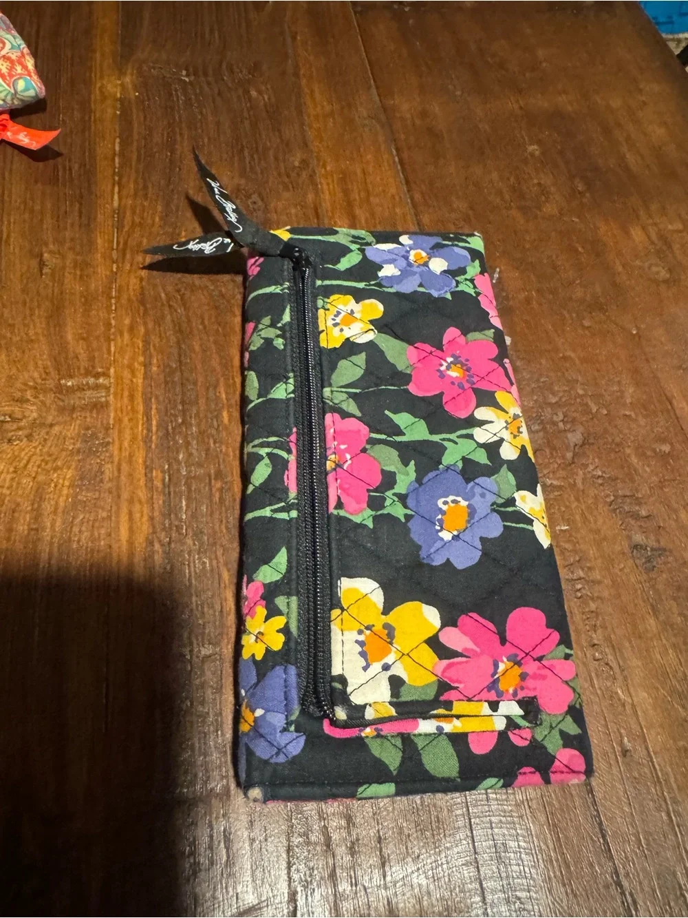 Vera Bradley Floral Quilted Wallet - Black Background - Picture 2 of 3
